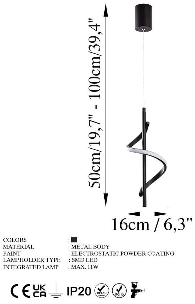 Fekete LED függőlámpa ø 16 cm Likma – Opviq lights