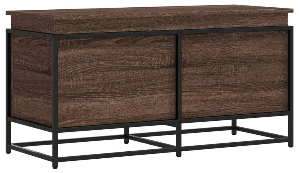 barna tölgy színű szerelt fa tárolóláda fedéllel 100x40x51,5 cm