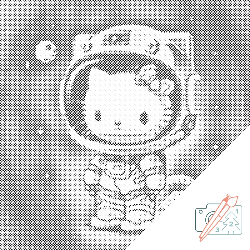 Gario PontPöttyöző Hello Kitty Méret: 50 x 50 cm, Keretezés: Keret nélkül (csak a vászon), Pontok színe: Kék