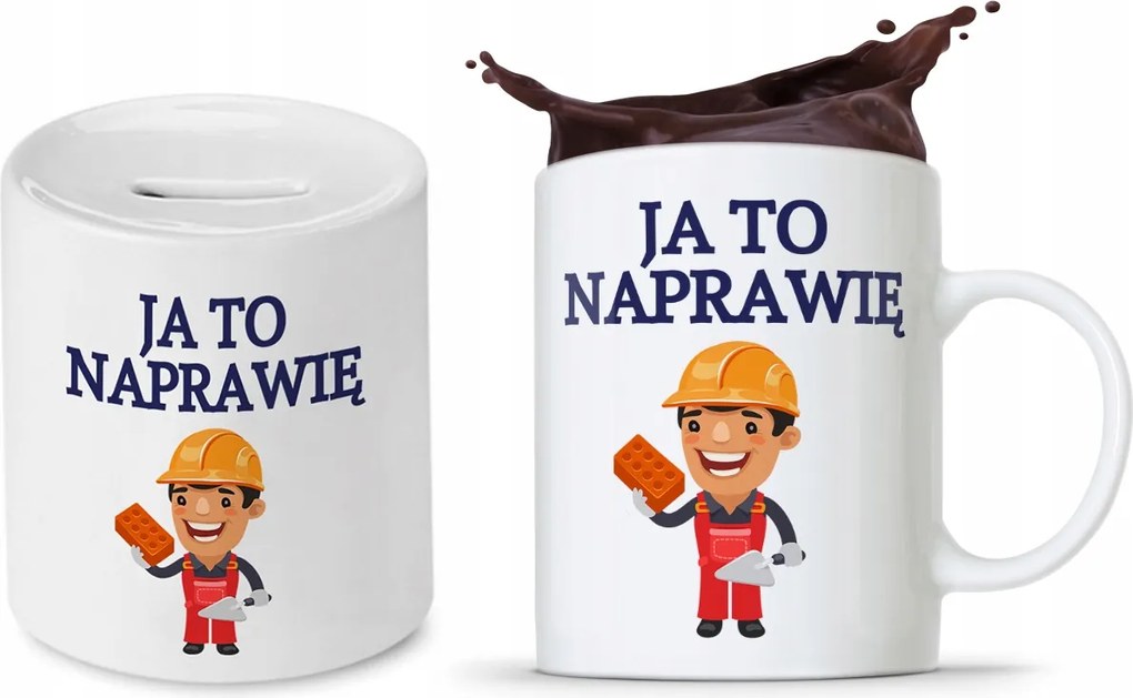 Építőkészlet Szakember Bögre Persely nyomott mintával, fényképpel