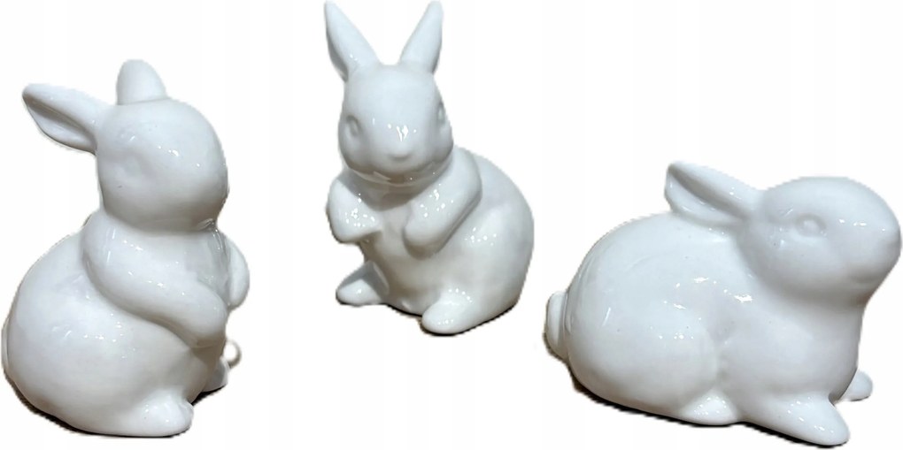 Kerámia nyuszi, fehér, mix 3 minta 4,1*5*6,5 cm