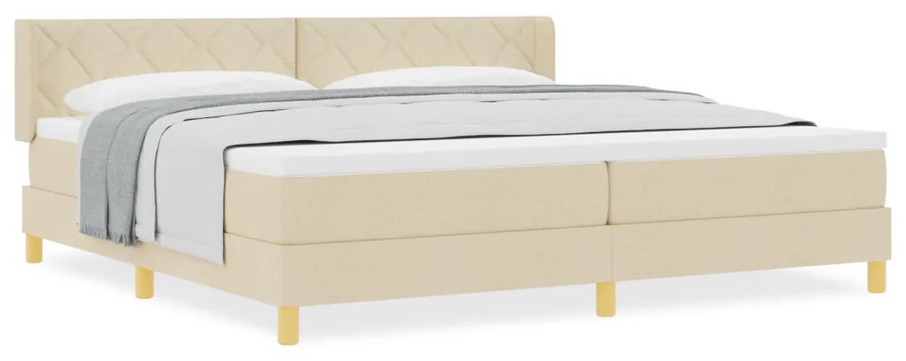 Boxspring ágy matraccal és krém szövettel, 200 x 200 cm