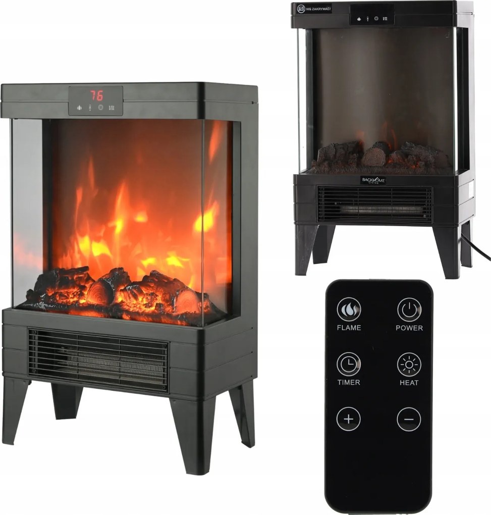 Elektromos Kandalló Szabadon álló 2000W Lánghatás Távirányító