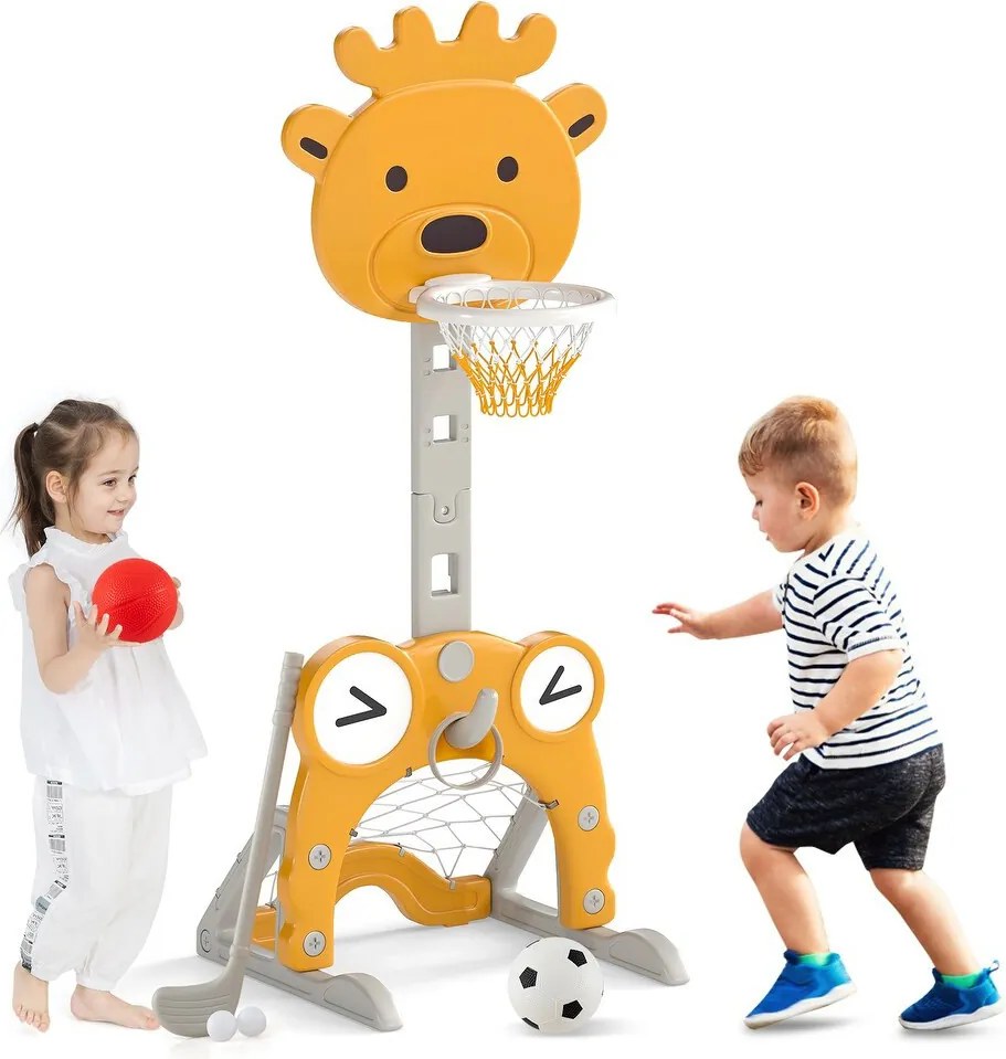 4 az 1-ben állítható magasságú kosárlabda palánk gyűrűdobálóval, narancs