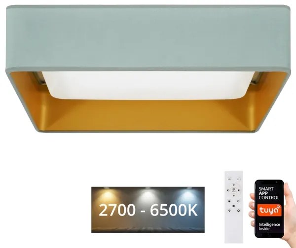 Brilagi-LED Fényerőszabályozható lámpatest VELVET SQUARE LED/36W/230V Wi‑Fi Tuya + távirányító mentazöld