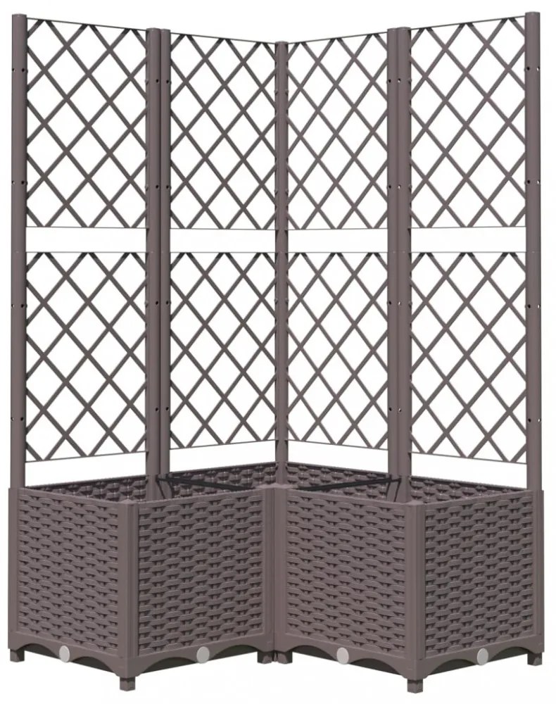 barna polipropilén rácsos kerti ültetőláda 80 x 80 x 136 cm