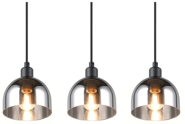 Fekete-ezüstszínű függőlámpa üveg búrával Molly – Trio