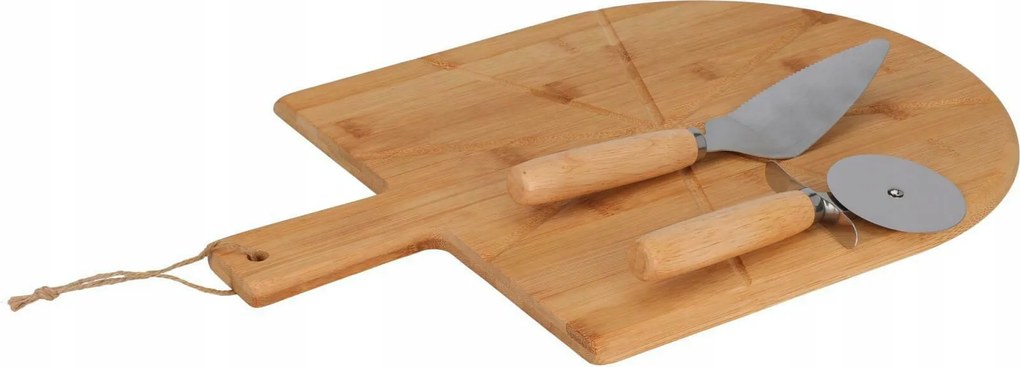 Bambusz pizza szeletelő készlet