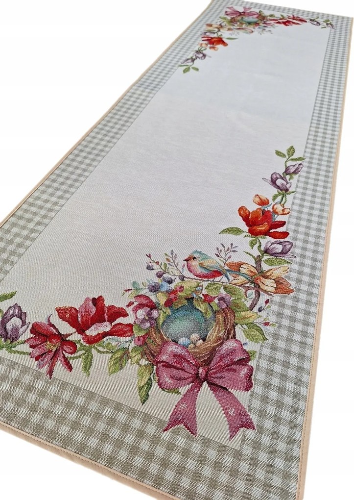 Húsvéti asztali futó asztalra, dohányzóasztalra 47x140 cm 1290LI Virágok