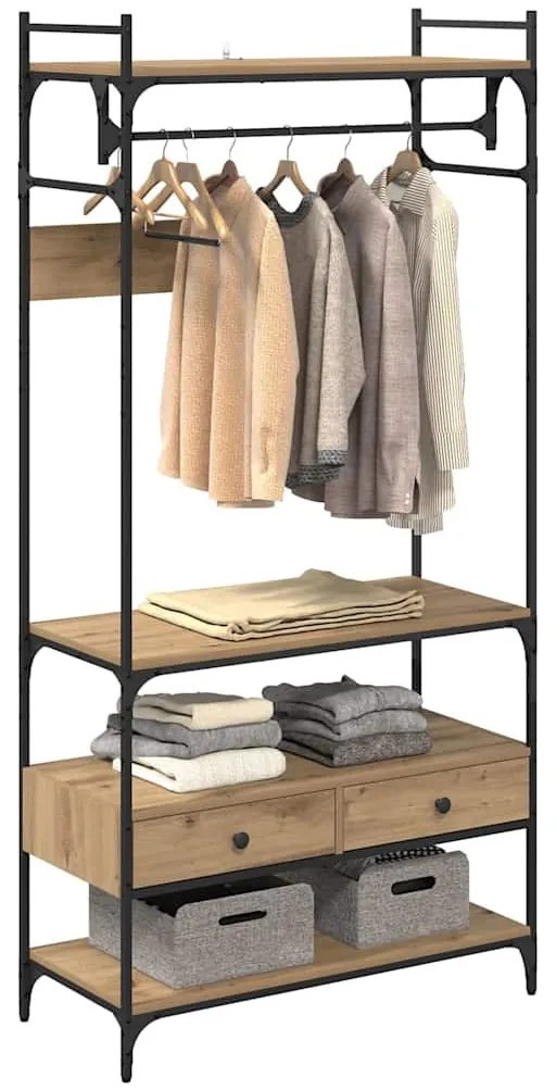 Ruhásszekrény fiókkal kézműves tölgy 89 x 39 x 184.5 cm Faanyag