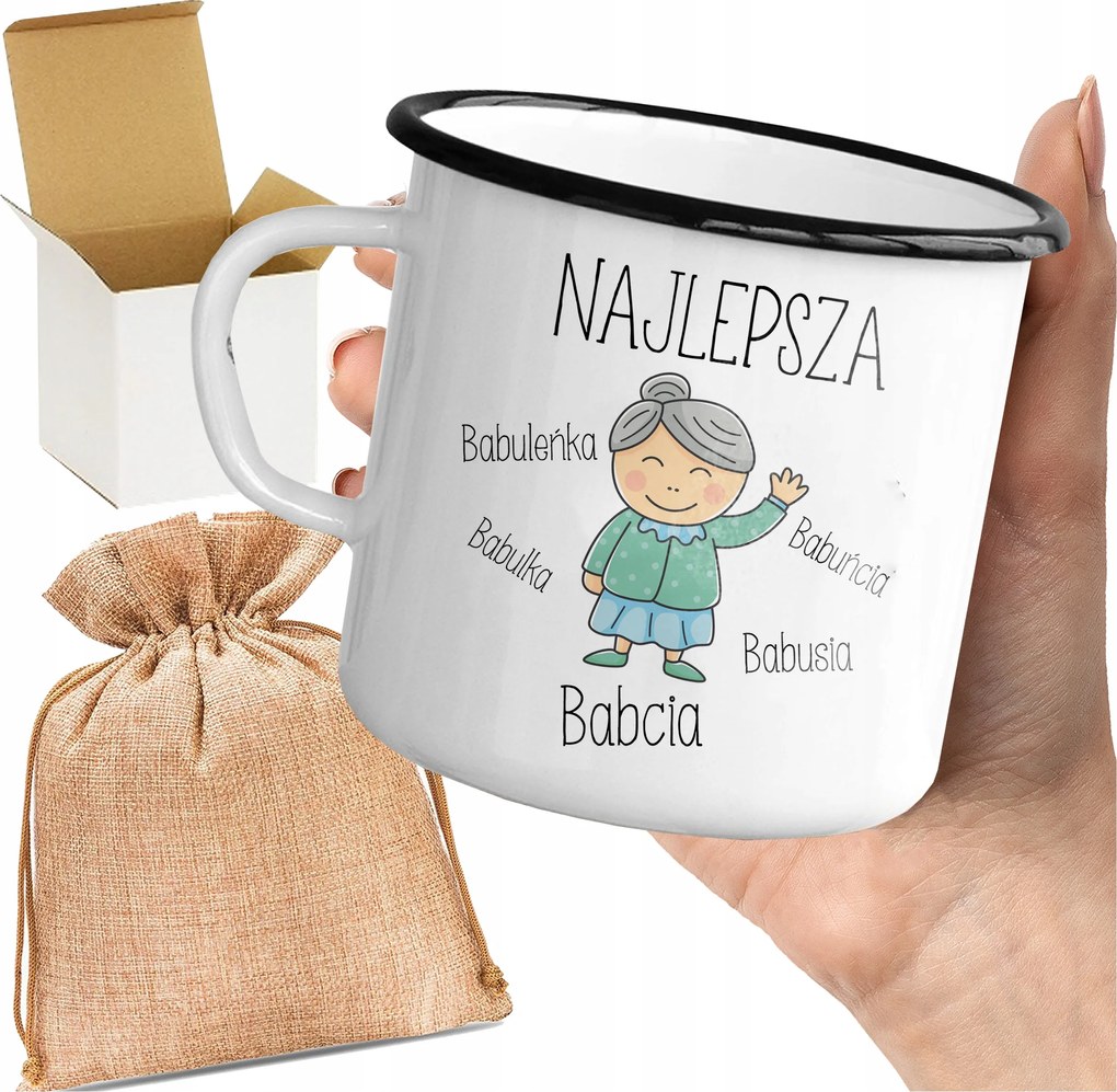 Bögre_emalin Nyomott Mintával Legjobb Nagymama Ajándék