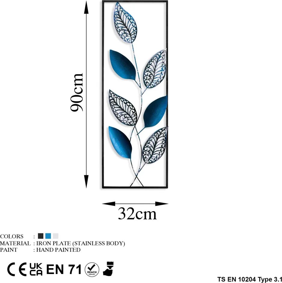 Leaf fém fali dekoráció, 32×90 cm – TR930DYU1236