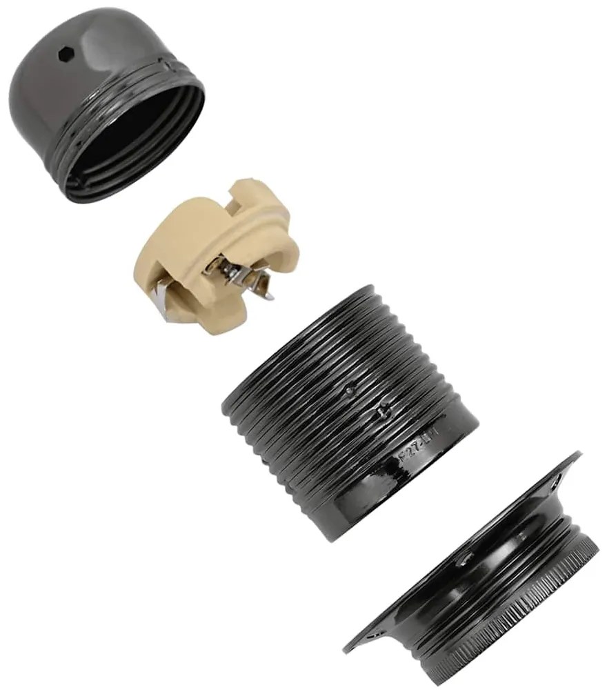 2 db fényes fekete lámpatartók E27