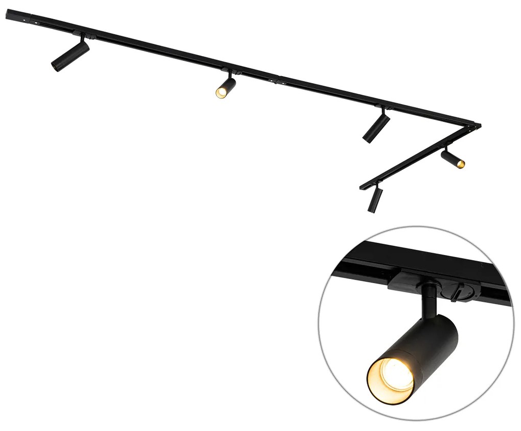 Modern sínrendszer 5 fekete spotlámpával, 1 fázisú, 3,5 cm - Iconic Jeana Luxe