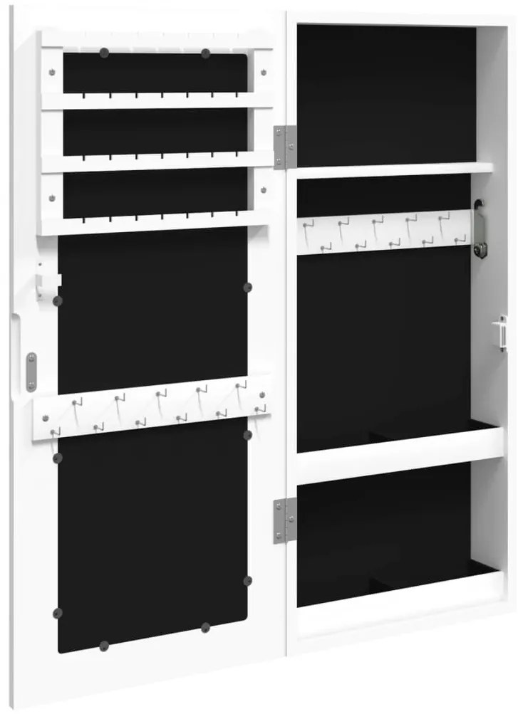 fehér falra szerelhető tükrös ékszerszekrény 30x8,5x67 cm