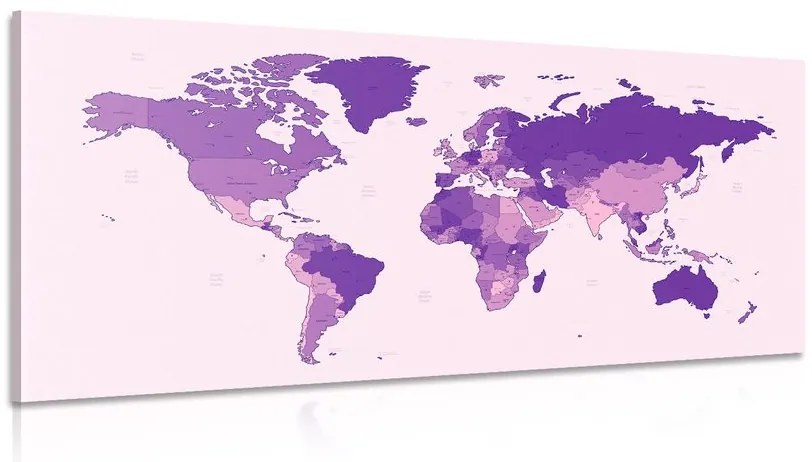 Kép részletes világ térkép lila színben