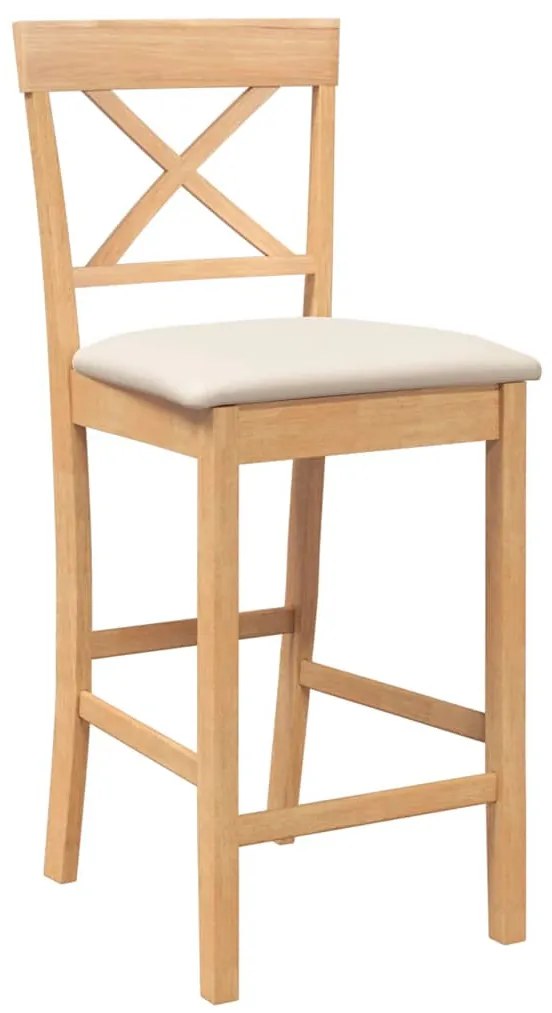 2 db természetes tömörfa gumiból bárszékek párnákkal