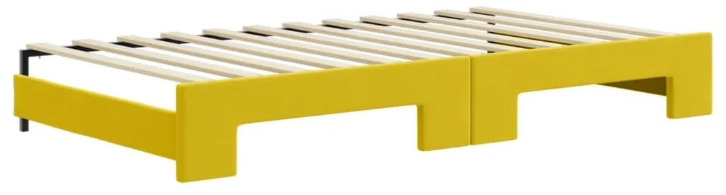 sárga kihúzható bársony heverő fiókkal 100 x 200 cm