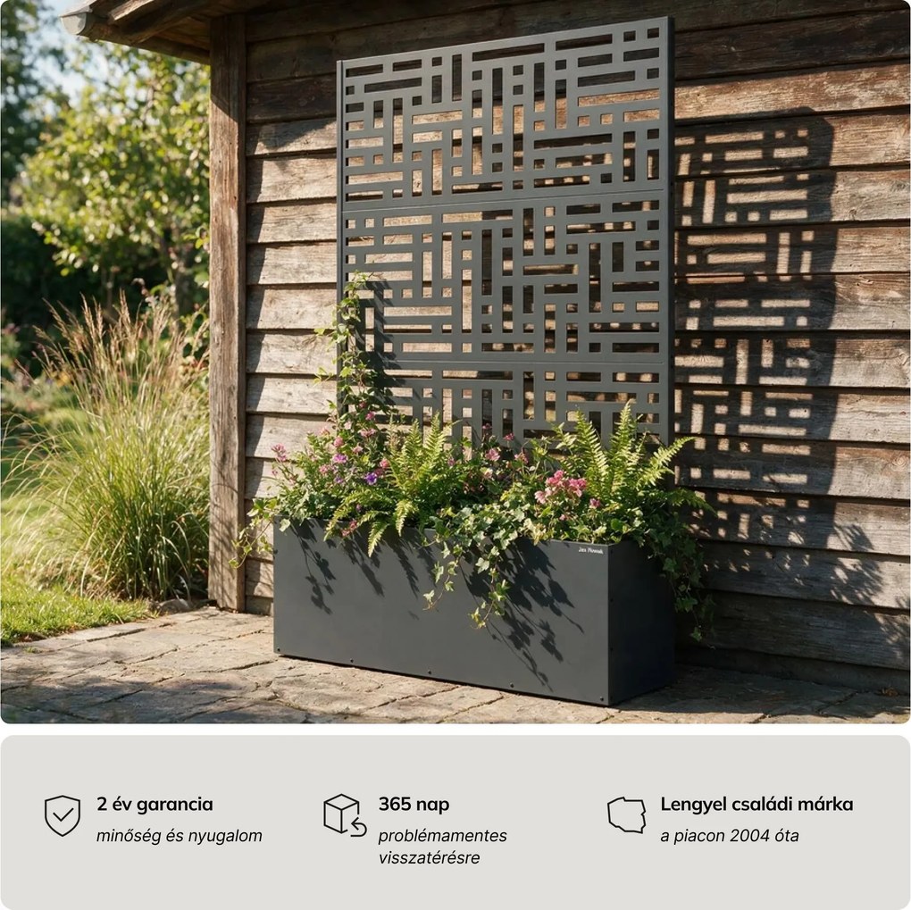 Fém kerti pergola virágládával 3in1, antracit, 1200x1800x300 mm: ROSE