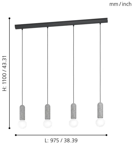 Eglo 39832 - Csillár zsinóron GIACONECCHIA 4xE27/40W/230V