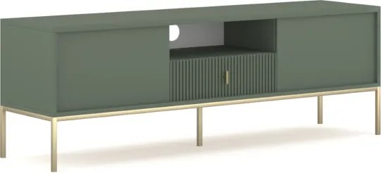 Komód 2 ajtóval és 1 fiókkal smoke green színben arany fogantyúkkal – MAGGIORE MA01