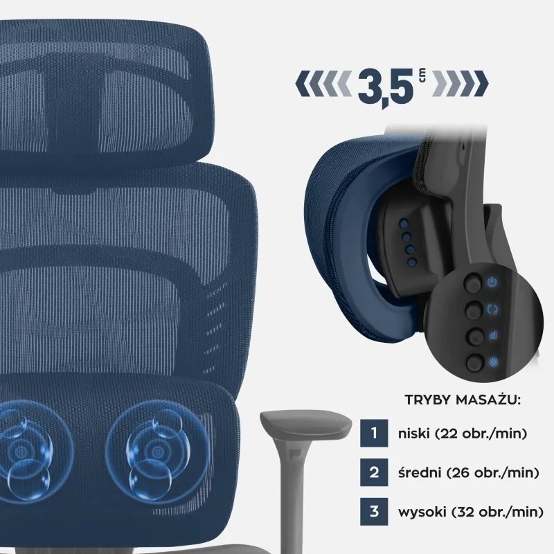 Premium Ergonomikus irodai szék, masszázs funkcióval fekete