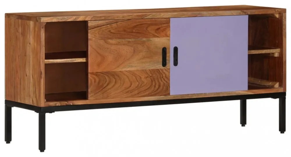 mézbarna és szürke tömör akácfa TV-szekrény 110 x 30 x 50 cm
