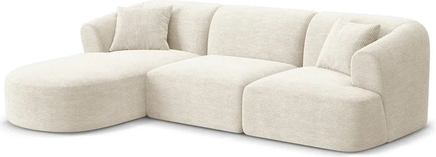 Bézs kordbársony sarokkanapé (bal oldali-heverő résszel) Campi – Cosmopolitan Design
