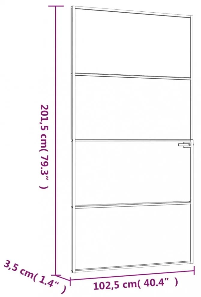 fekete edzett üveg és alumínium vékony beltéri ajtó 102x201,5cm