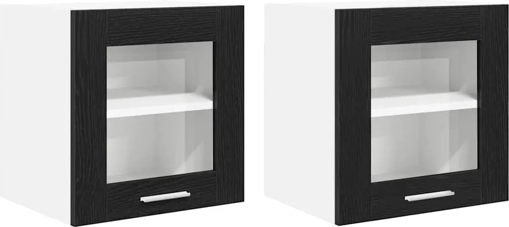 vidaXL Függő szekrény 2 pcs Fekete tölgy 40 x 31 x 40 cm Faanyag