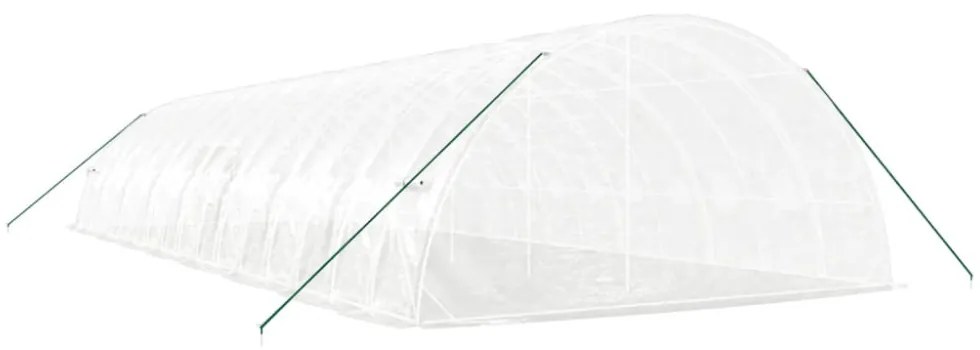 fehér acélvázas melegház 96 m² 16 x 6 x 2,85 m