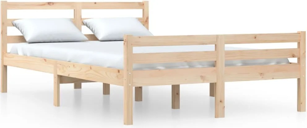vidaXL King Size tömör fa ágykeret 150 x 200 cm