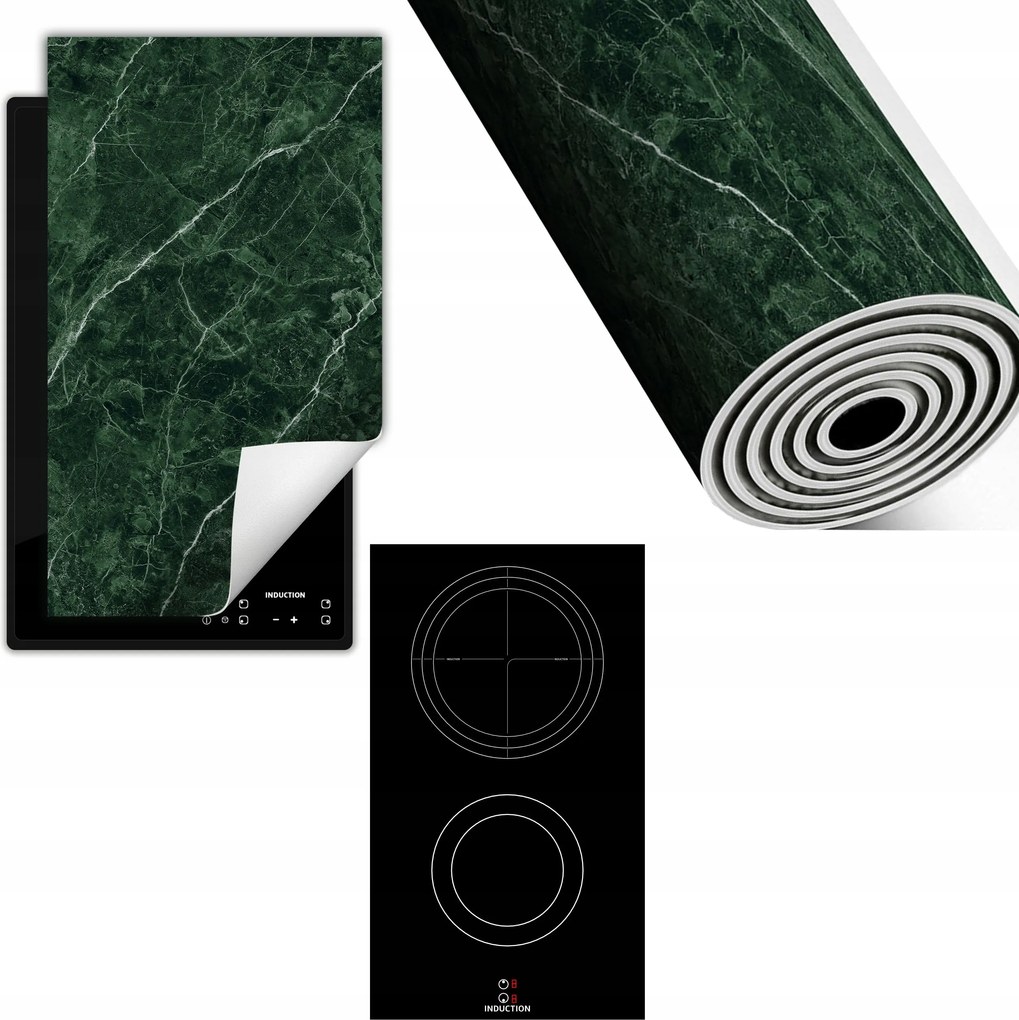 Indukciós Védőszőnyeg Konyhapult 30x52 zöld márvány
