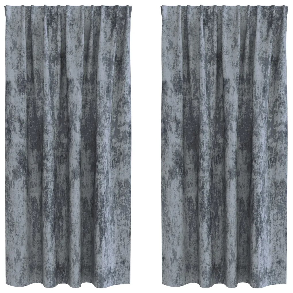 Velvet Függönyök 2 db Pálcával Ezüst szürke 175x140 cm