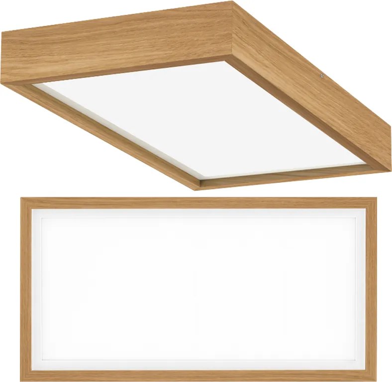 Led plafon Tölgy 62x32cm 28W Mennyezeti Lámpa Fa Panel Falra szerelhető Loft
