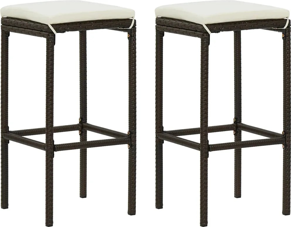 vidaXL 2 db barna polyrattan bárszék párnával
