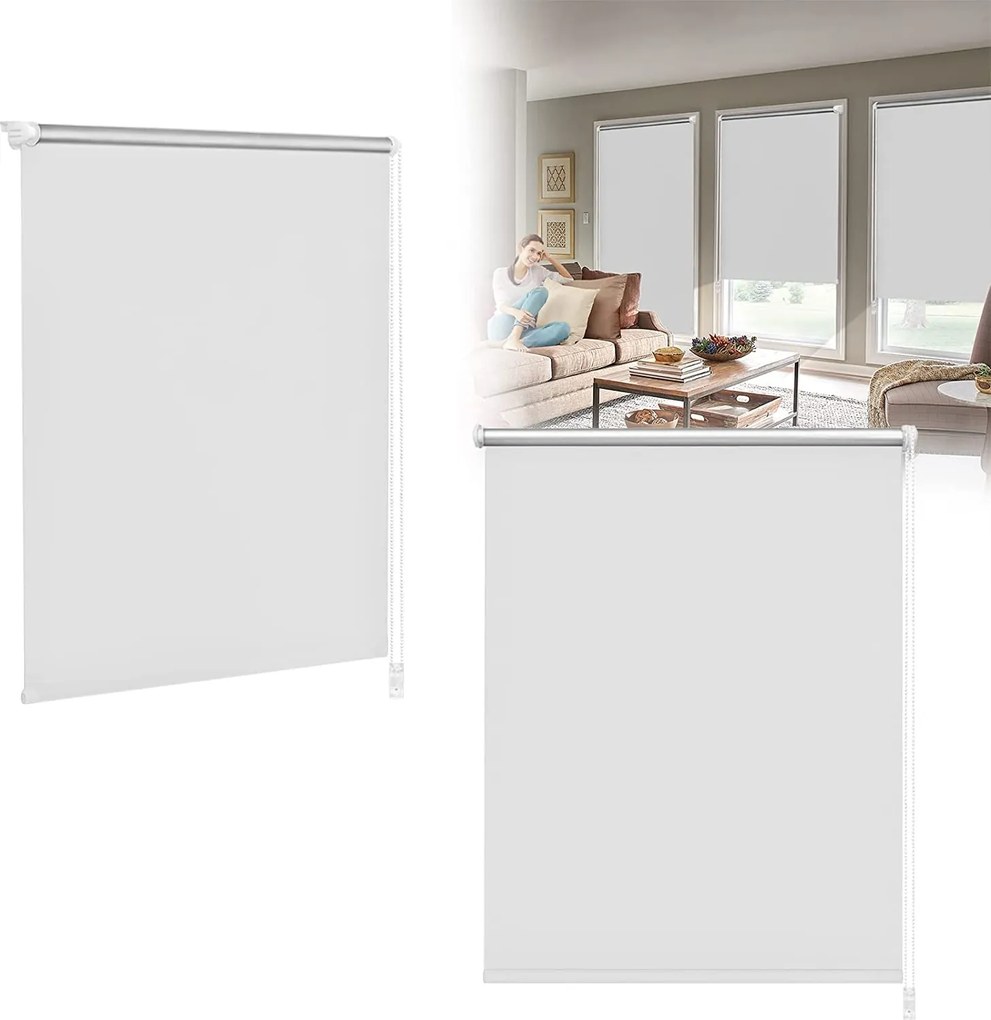 Redőny Sima Fehér Termikus Redőny 115 x 150 CM Non-invazív Sima