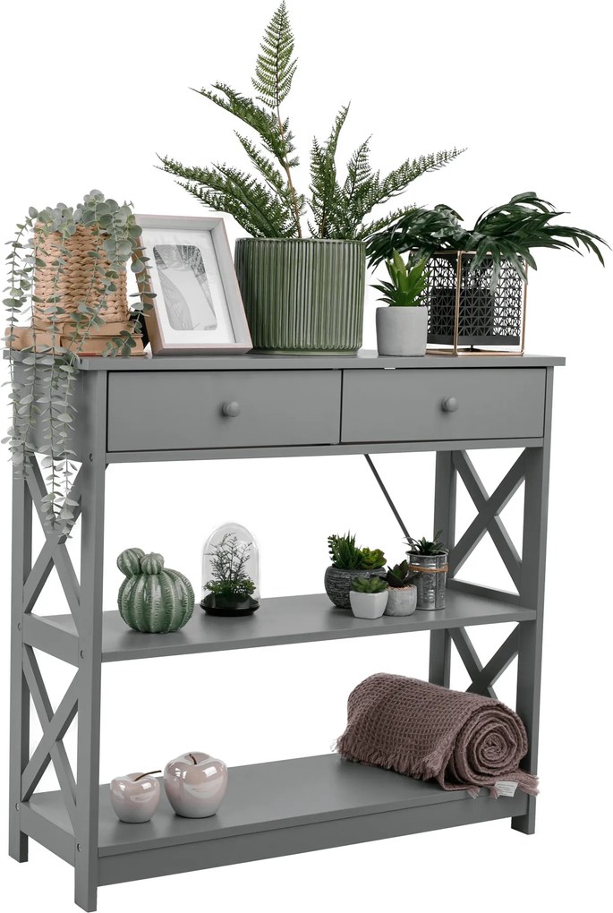 Konzolasztal, szürke, LOMIR