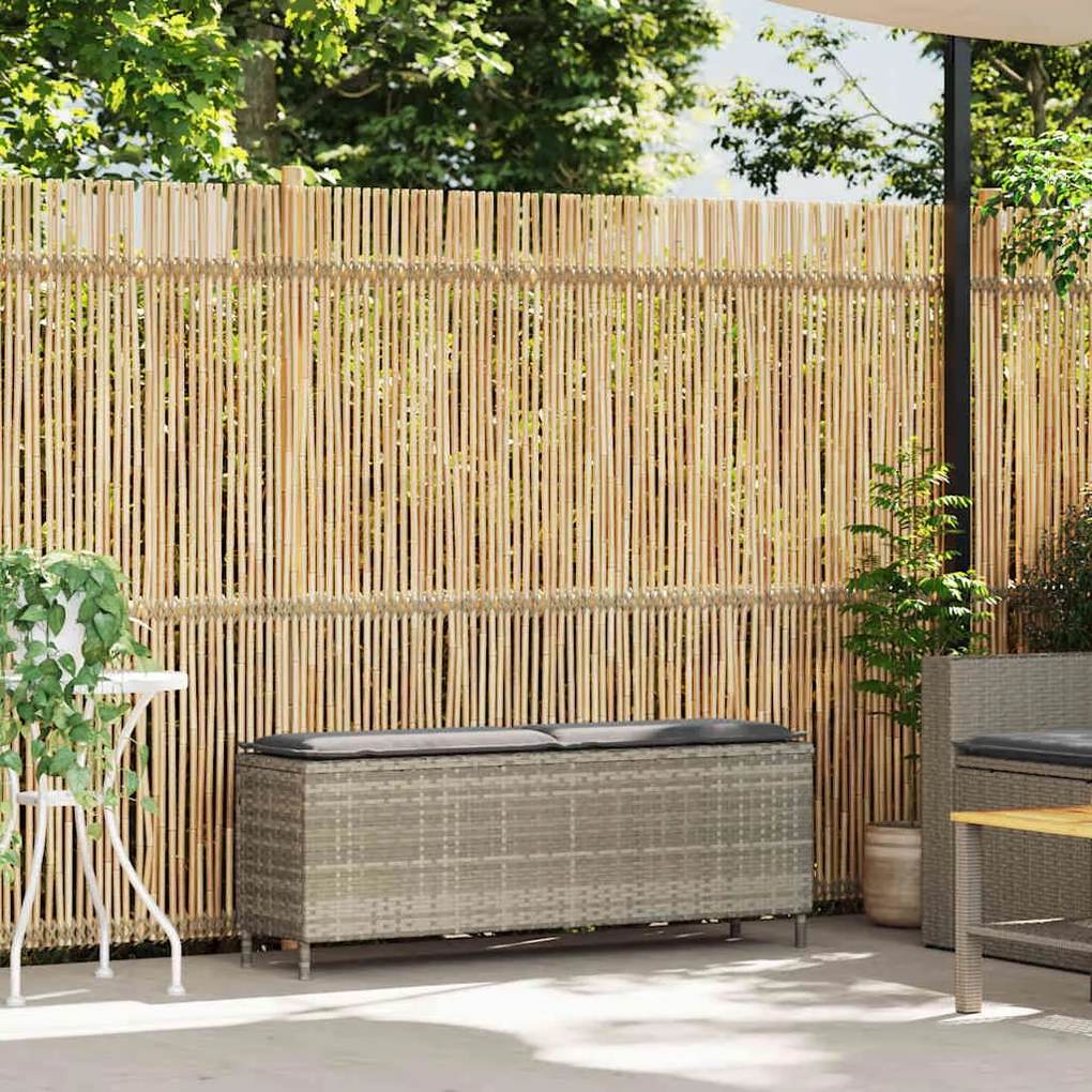 világosszürke polyrattan kerti pad párnával 110x30x40,5 cm