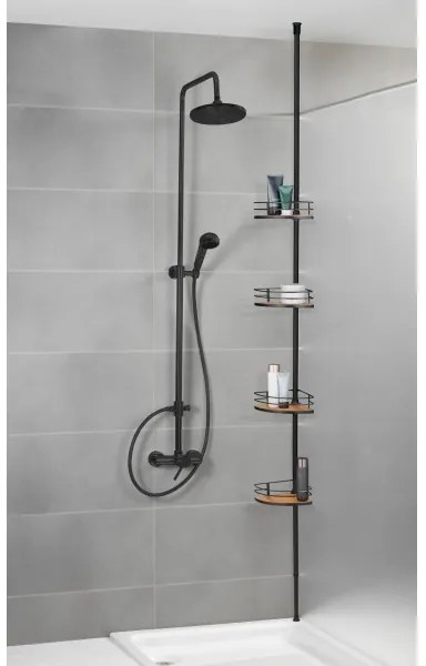 WENKO 24756100-Sarokpolc DOLCEDO 31x20 cm rozsdamentes acél/fekete/barna