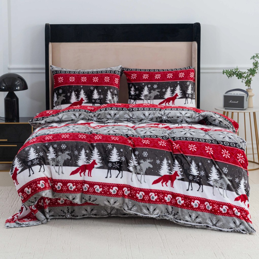 SNOWY FOREST szürke mikroplüss ágyneműhuzat Ágyneműhuzat mérete: 70 x 90 cm | 140 x 220 cm