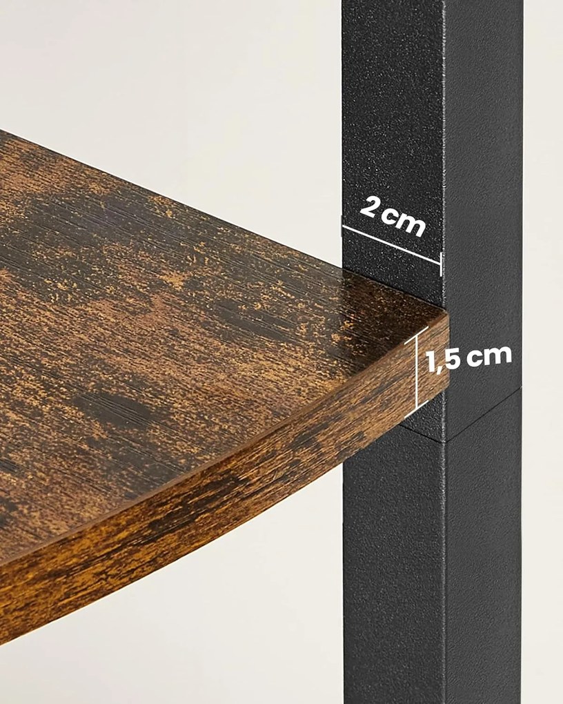 5 szintes sarokpolc 160x30x30 cm barna és fekete színben