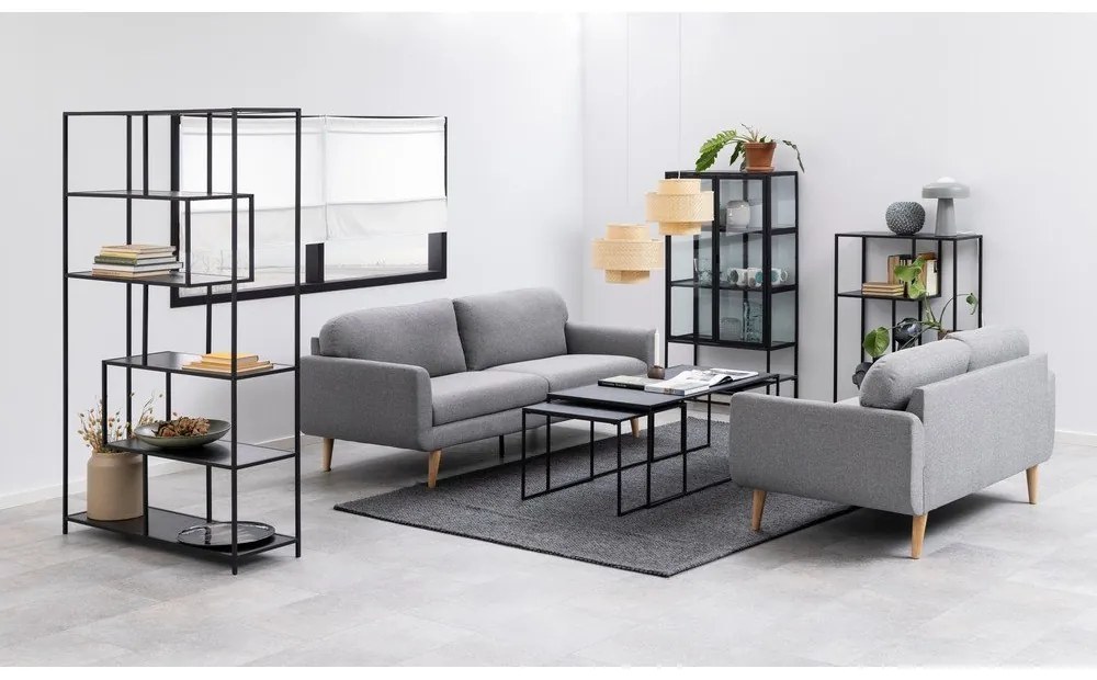 Matt fekete dohányzóasztal szett márvány dekoros asztallappal, 3 db-os 60x120 cm Infinity – Actona