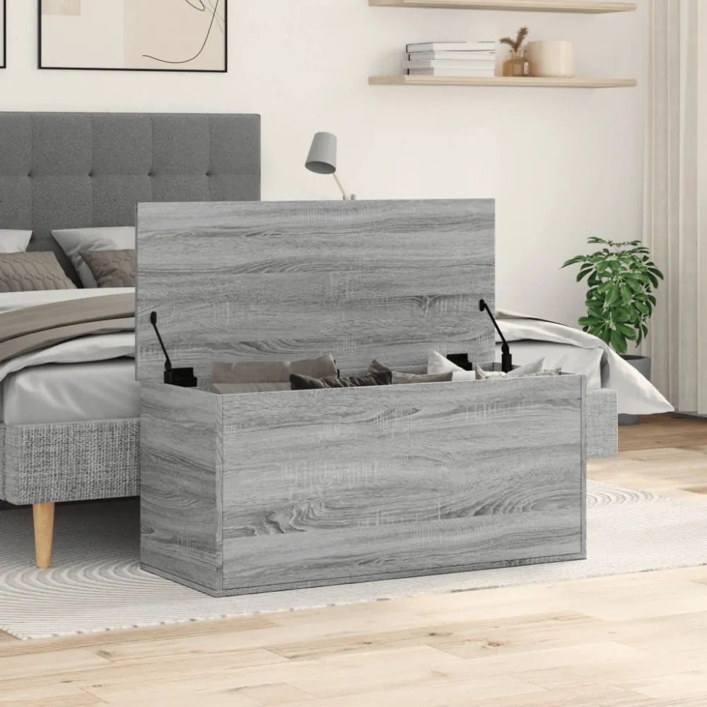 szürke sonoma szerelt fa tárolóláda 100x42x46 cm
