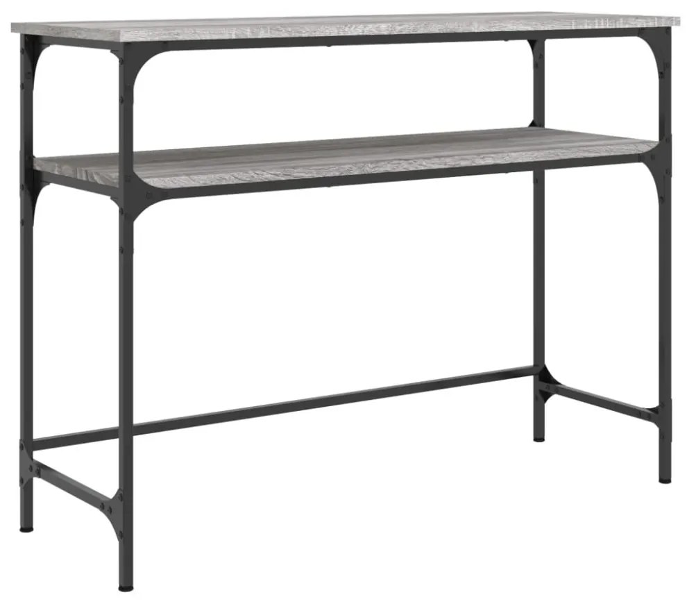 szürke sonoma színű szerelt fa konzolasztal 100x35,5x75 cm
