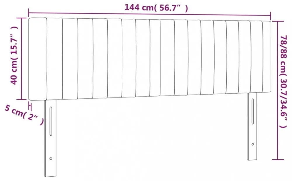 fekete bársony LED-es fejtámla 144x5x78/88 cm