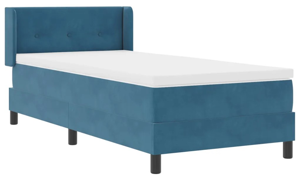 Boxspring Ágy Matracal Sötét Kék 90x190 cm Bársony