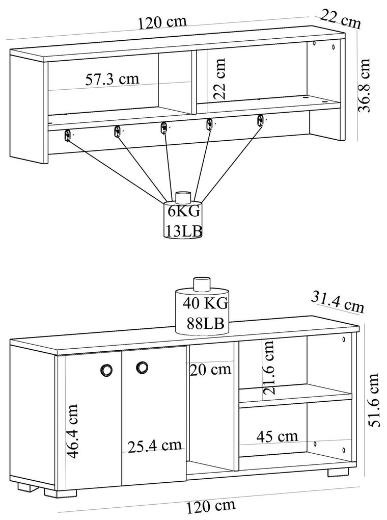 Előszoba bútor Vabite 1 (fehér + zafír tölgy) . 1093909