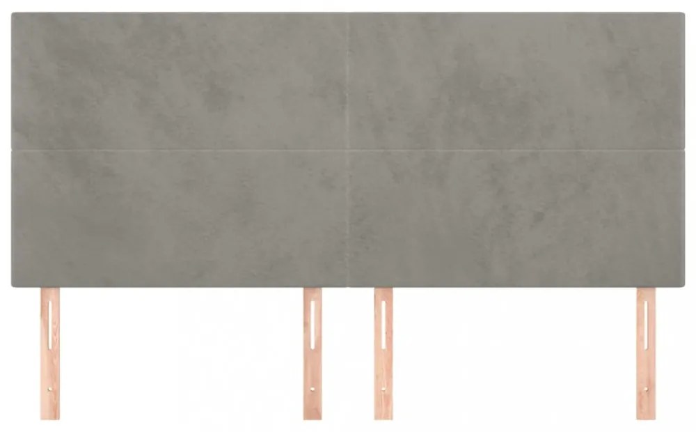 4 db világosszürke bársony fejtámla 100x5x78/88 cm
