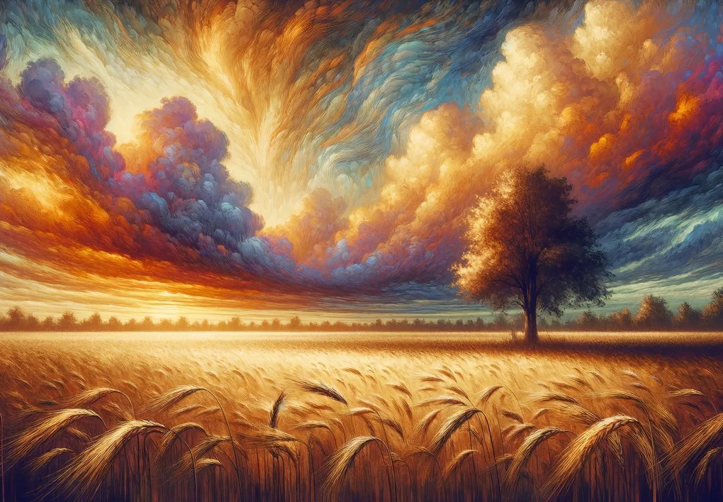 Fotótapéta - Fa a mezőn (147x102 cm)